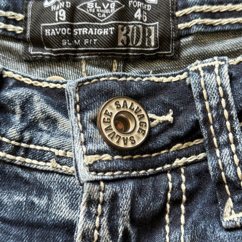 Salvage Havoc Straight Slim Fit Jeans BOH Wash Exclusive Buckle - Picture 9 of 11
